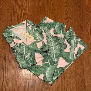 Ekouaer Tropical Pajamas Set Short Sleeve Top and Pants Size XL NWT